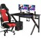 Black MDF PVC Gaming Desk with Steel Frame, Headphone Hook and Cup Holder